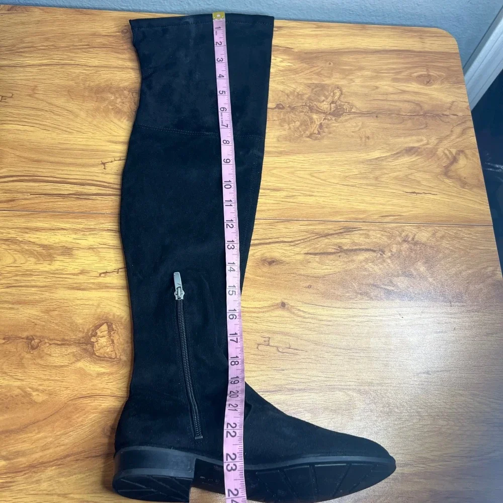 Marc‎ Fisher Black Suede Over The Knee Boots Size 5 Heel Size Zip